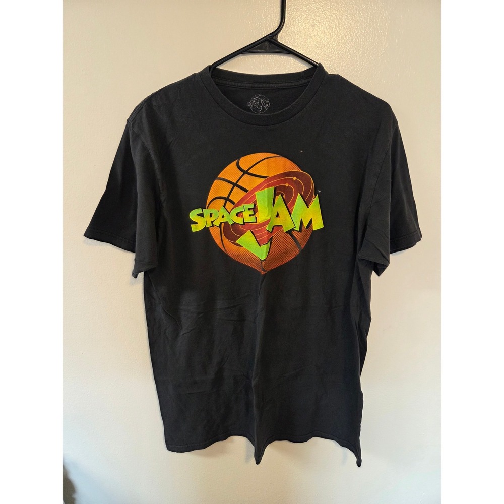 Space Jam Movie Logo Graphic T-Shirt Mens XL Black Basketball Looney Tunes Tee